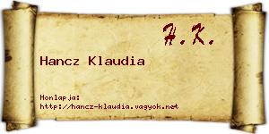 Hancz Klaudia névjegykártya